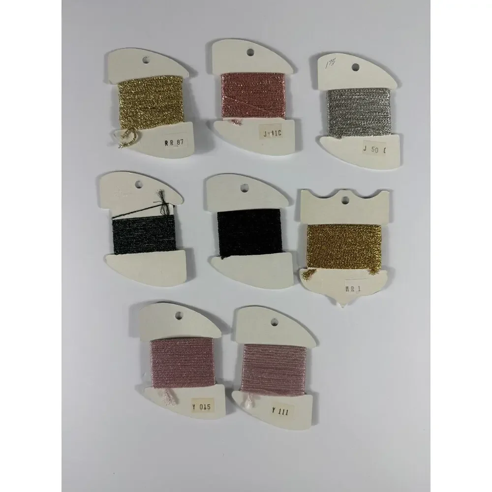 Rainbow Gallery Specialty Metallic Thread Lot 8 Cards Ribbon Rays Goldfingering